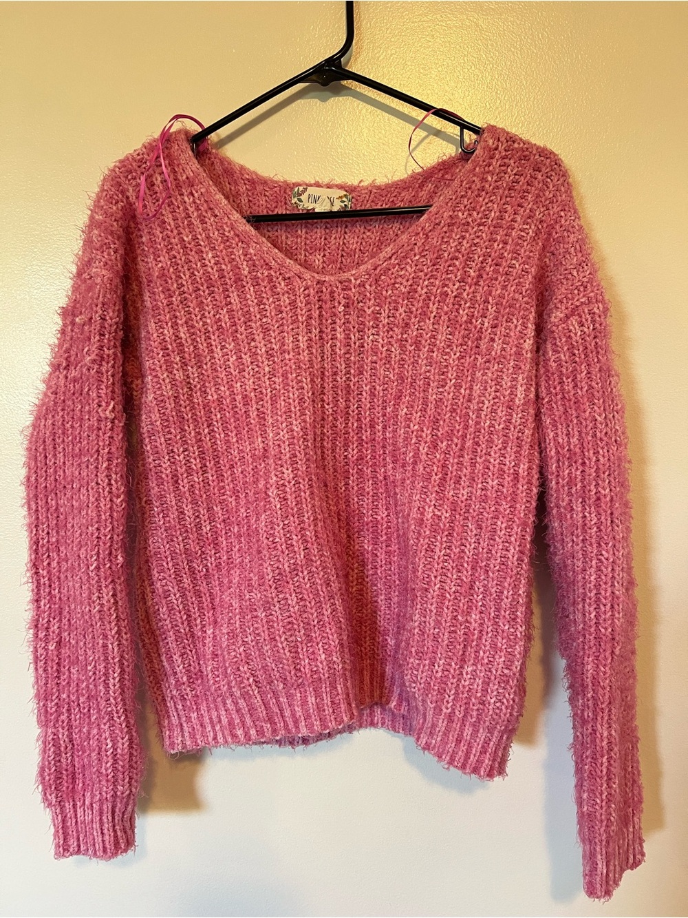 Cozy Pink V-Neck Women's Sweater